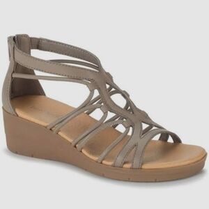 Baretrap Kitra Strappy Wedge Sandals, 7.5, Nwot Taupe